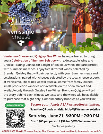 Celebration of Summer Solstice Wine and Cheese Tasting